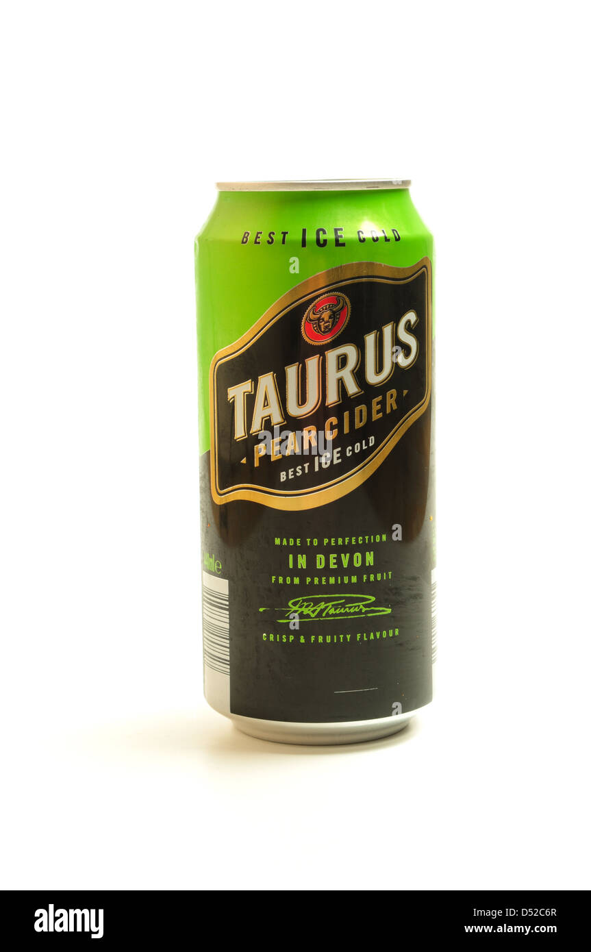 Pouvez du taureau de cidre de poire. Banque D'Images