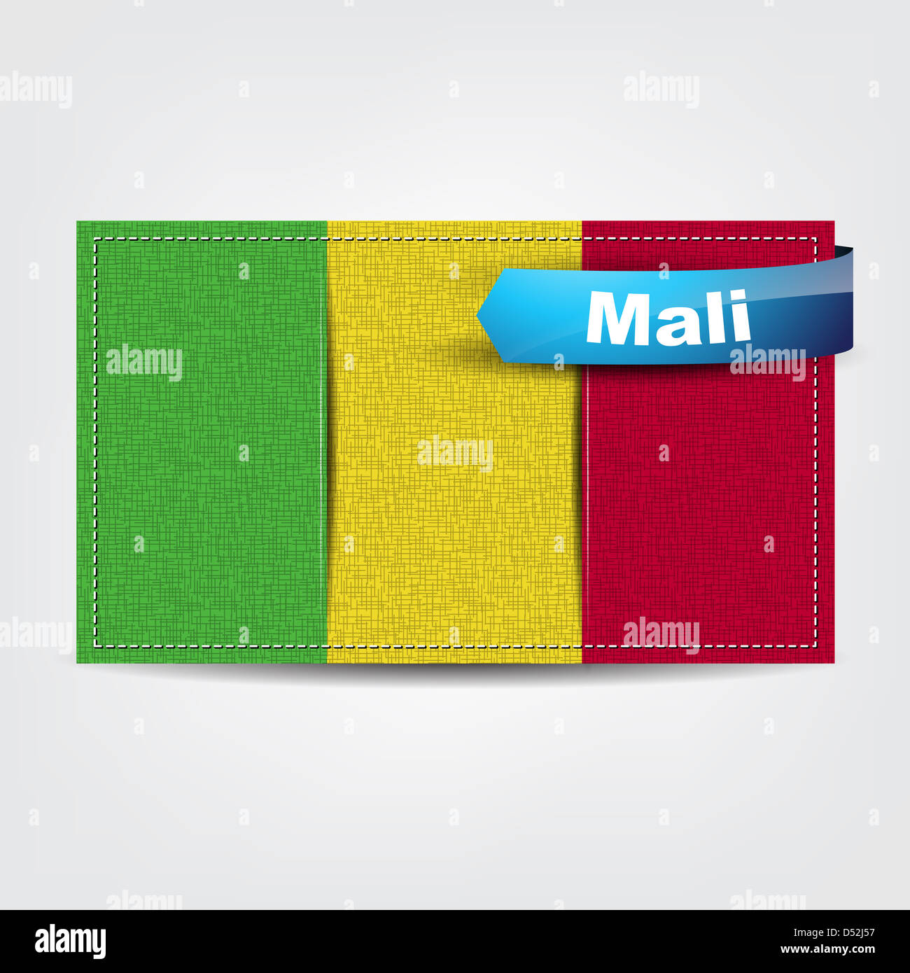 La texture du tissu du drapeau du Mali avec un blue bow. Banque D'Images