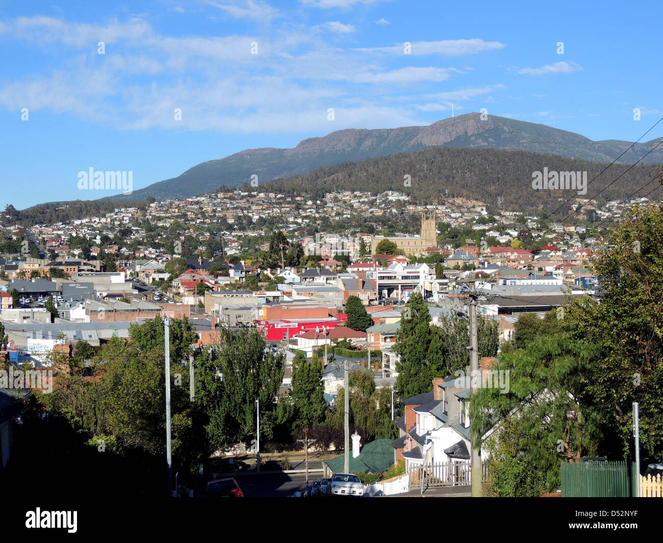 HOBART, Tasmanie, à l'ouest par la ville. Photo Tony Gale Banque D'Images