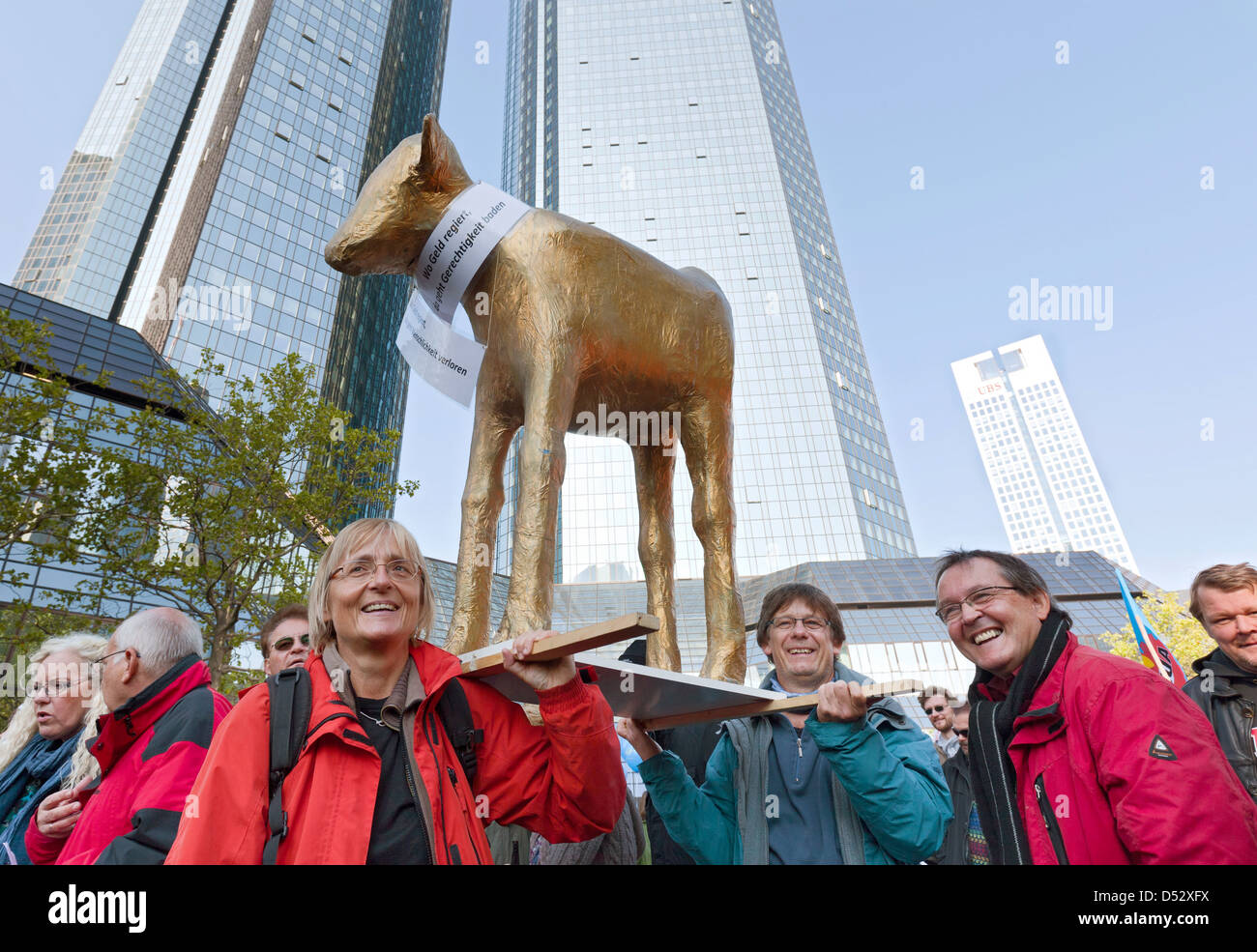 Frankfurt am Main, Allemagne, les partisans du mouvement Occupy le démontrer en dehors de la BCE Banque D'Images