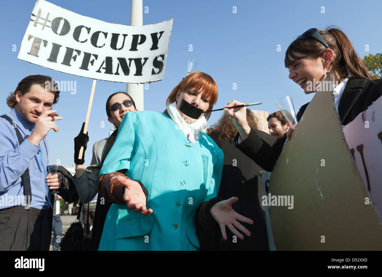Berlin, Allemagne, les partisans du mouvement Occupy le démontrer dans le centre-ville Banque D'Images
