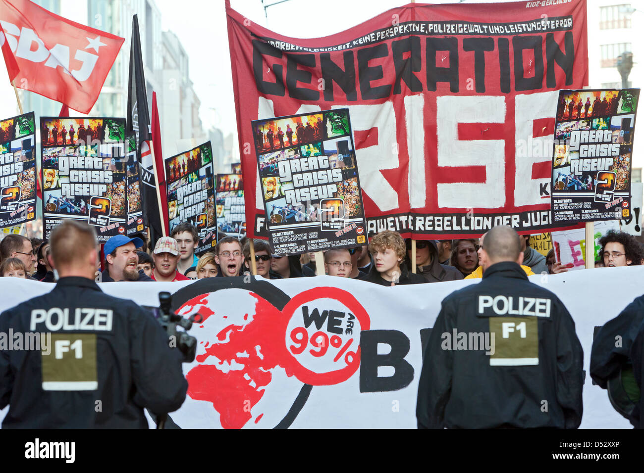 Berlin, Allemagne, les partisans du mouvement Occupy le démontrer dans le centre-ville Banque D'Images