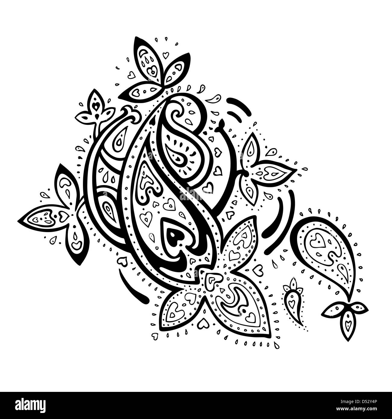 Hand Drawn Paisley ornement. Banque D'Images