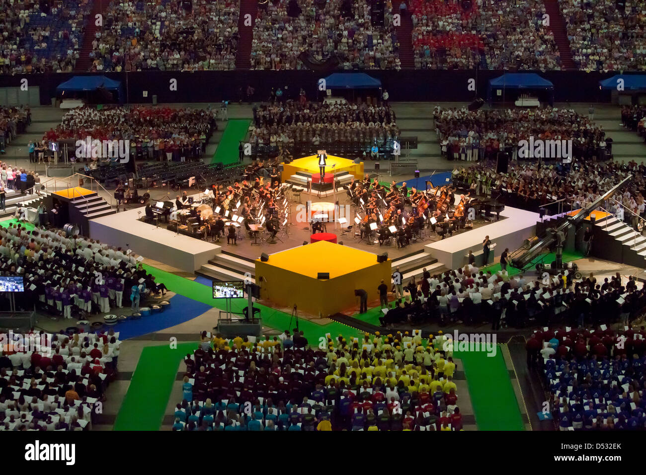 Gelsenkirchen, Allemagne, chanter JOUR DE MORCEAU à la Veltins Arena Banque D'Images