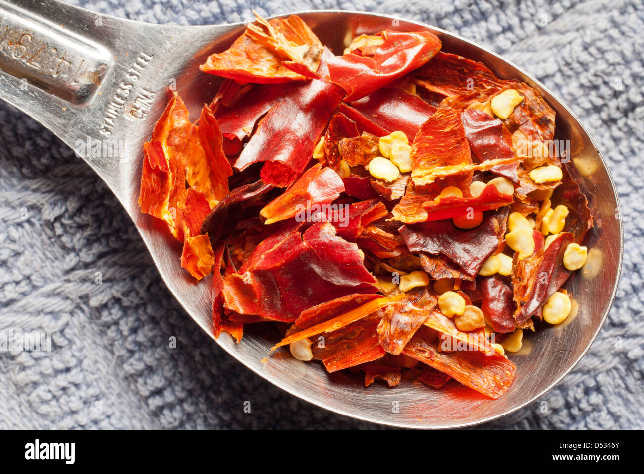 Flocons de piment chili chinois séché Banque D'Images