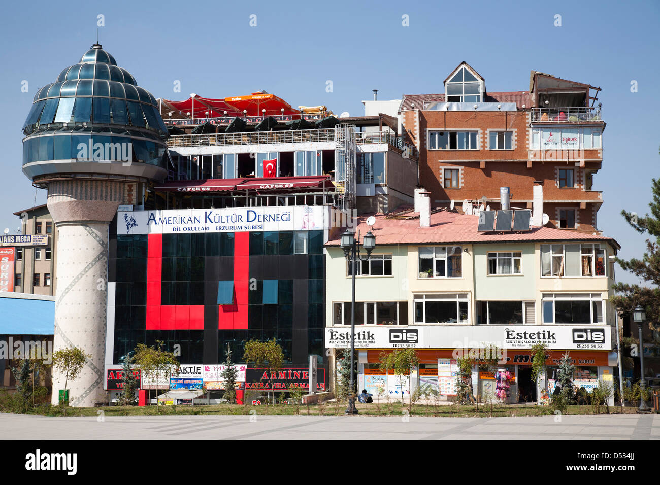 Vie quotidienne, bâtiment moderne, de la ville d'Erzurum, l'Anatolie orientale, la Turquie, l'Asie Banque D'Images