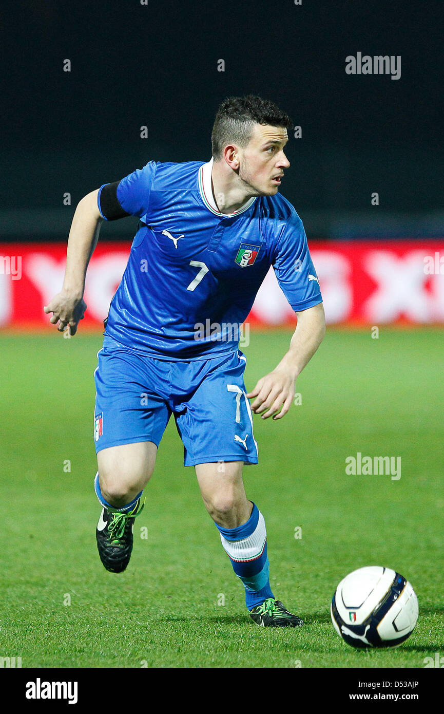 22.03.2013 Cittadella, Italie. Alessandro Florenzi ATI au cours de la de moins de 21 ans match amical entre l'Italie et la Russie. Banque D'Images