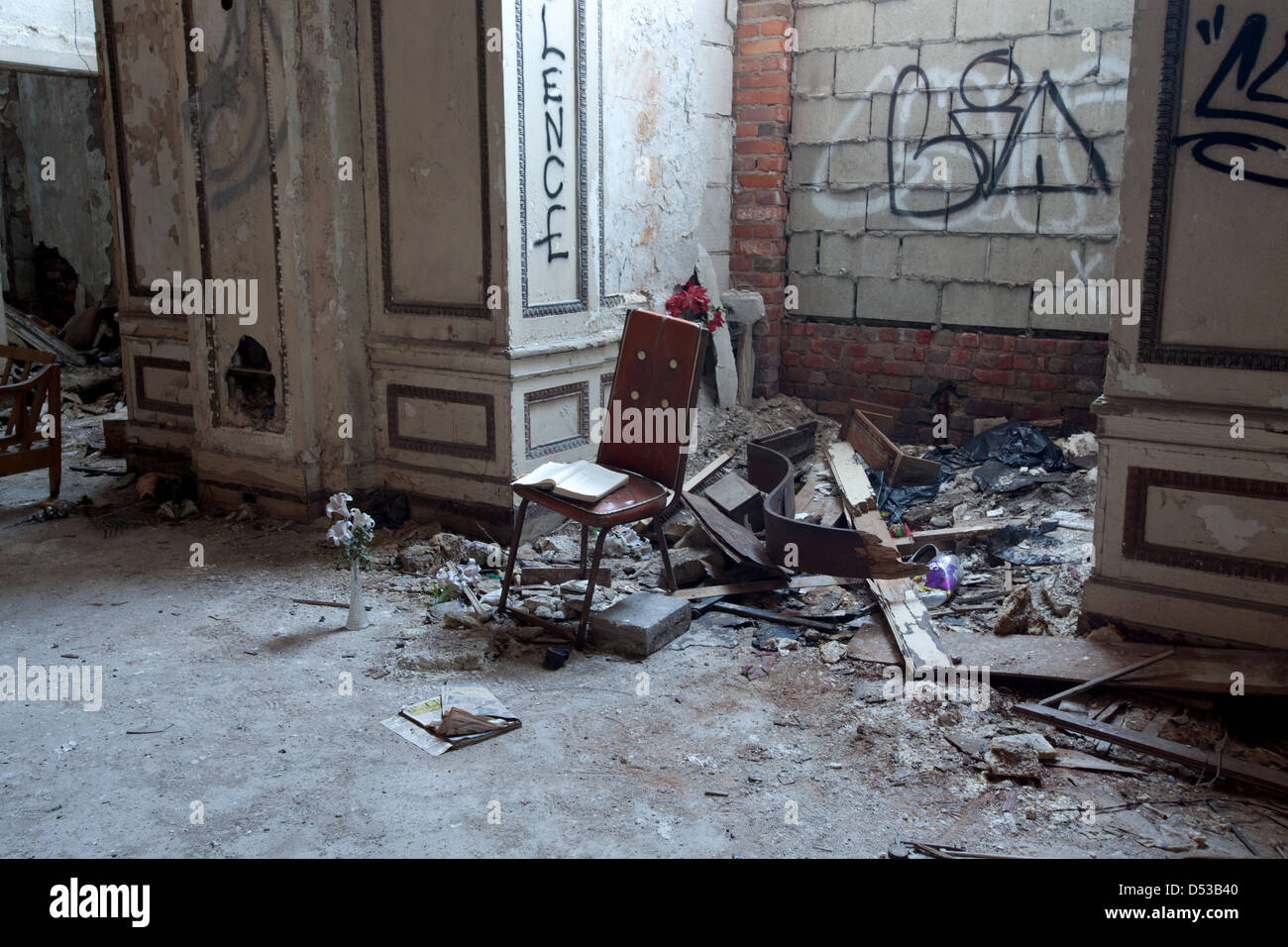 Abandonné Lee Plaza Hotel à Detroit, Michigan Banque D'Images