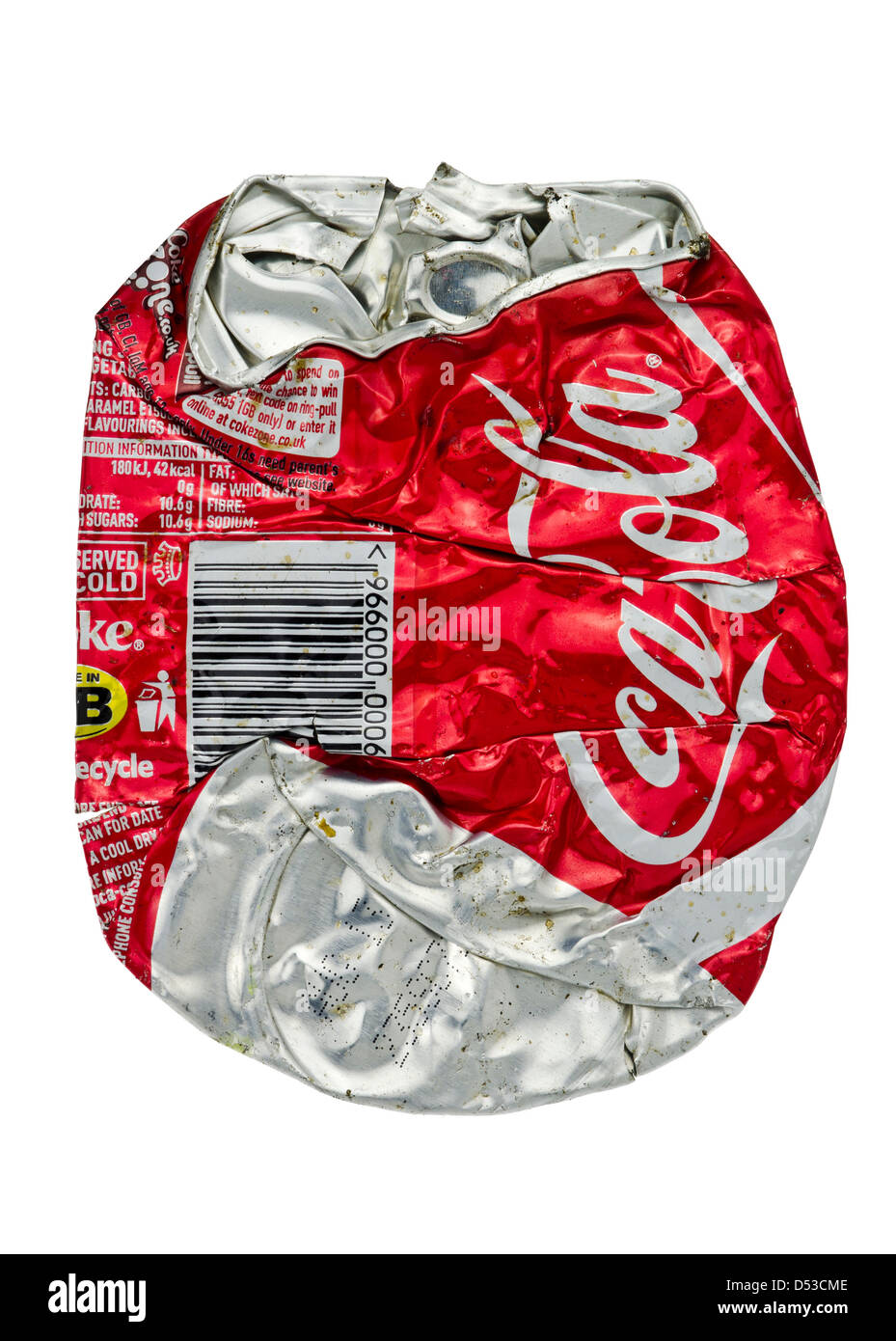 Canette de Coca-Cola écrasée. Banque D'Images