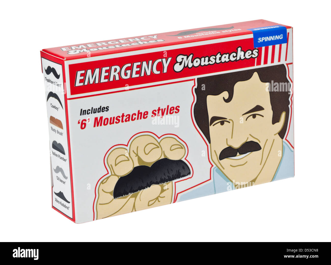 La Moustache d'urgence dans une boîte. Banque D'Images