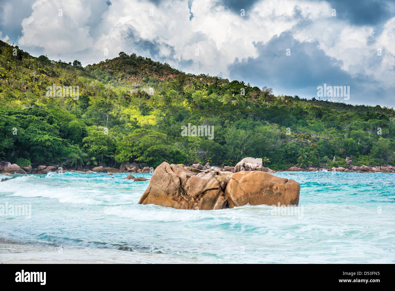 Plage d'Anse Lazio, Praslin Island, Seychelles Banque D'Images