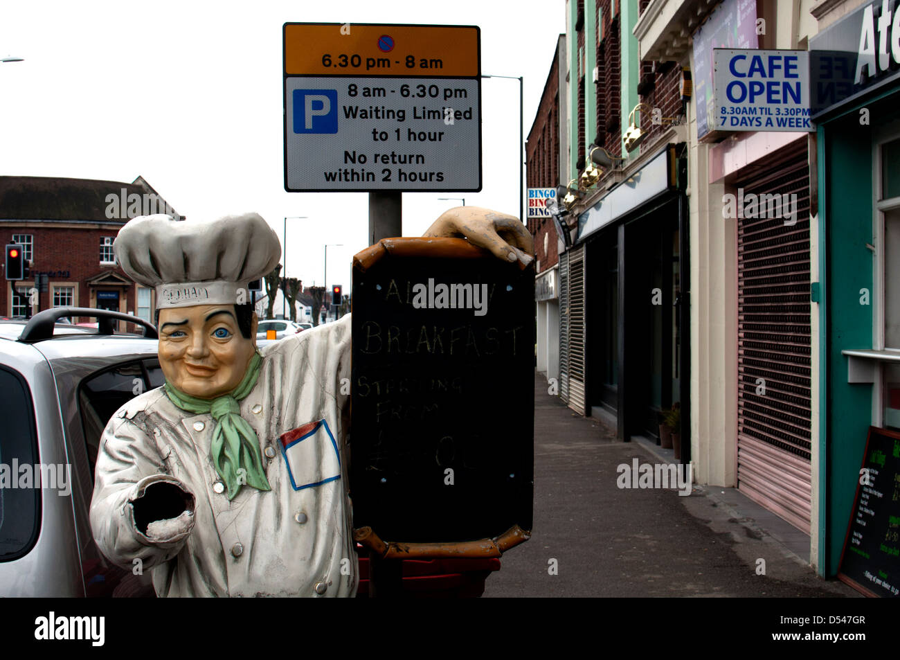 Cafe signe, Moseley Road, Coundon, Coventry, Royaume-Uni Banque D'Images