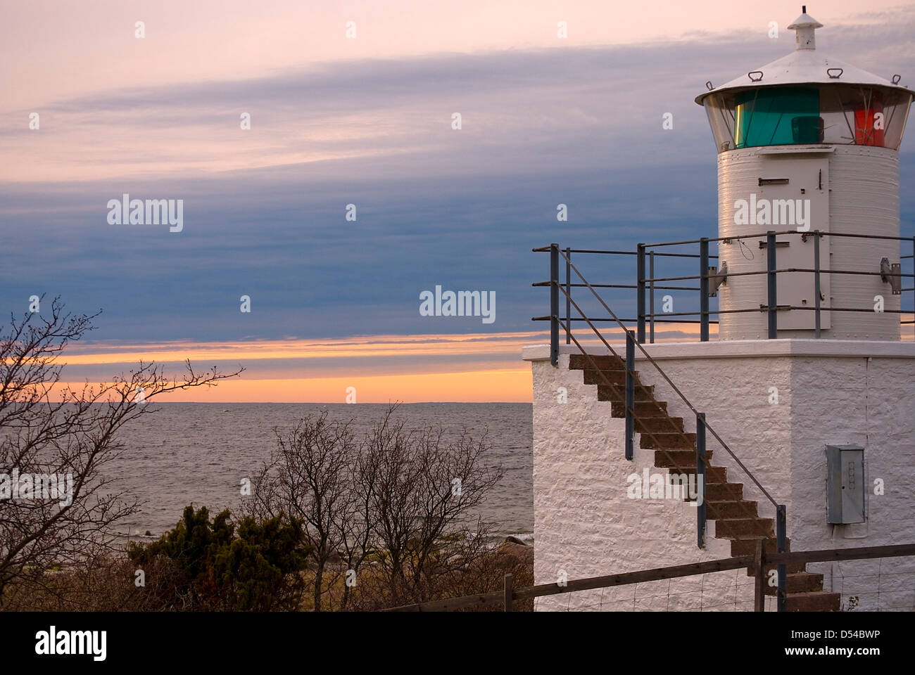 Phare de Byxelkrok sur la partie nord de l'île suédoise d'Öland : Banque D'Images