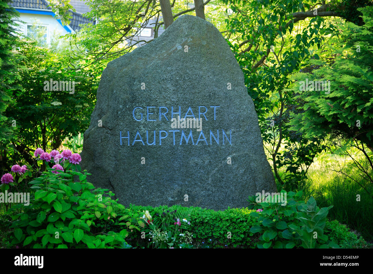 L'île de Hiddensee, Kloster, Gerhart Hauptmann tombe, Mecklembourg-Poméranie-Occidentale, Allemagne Banque D'Images