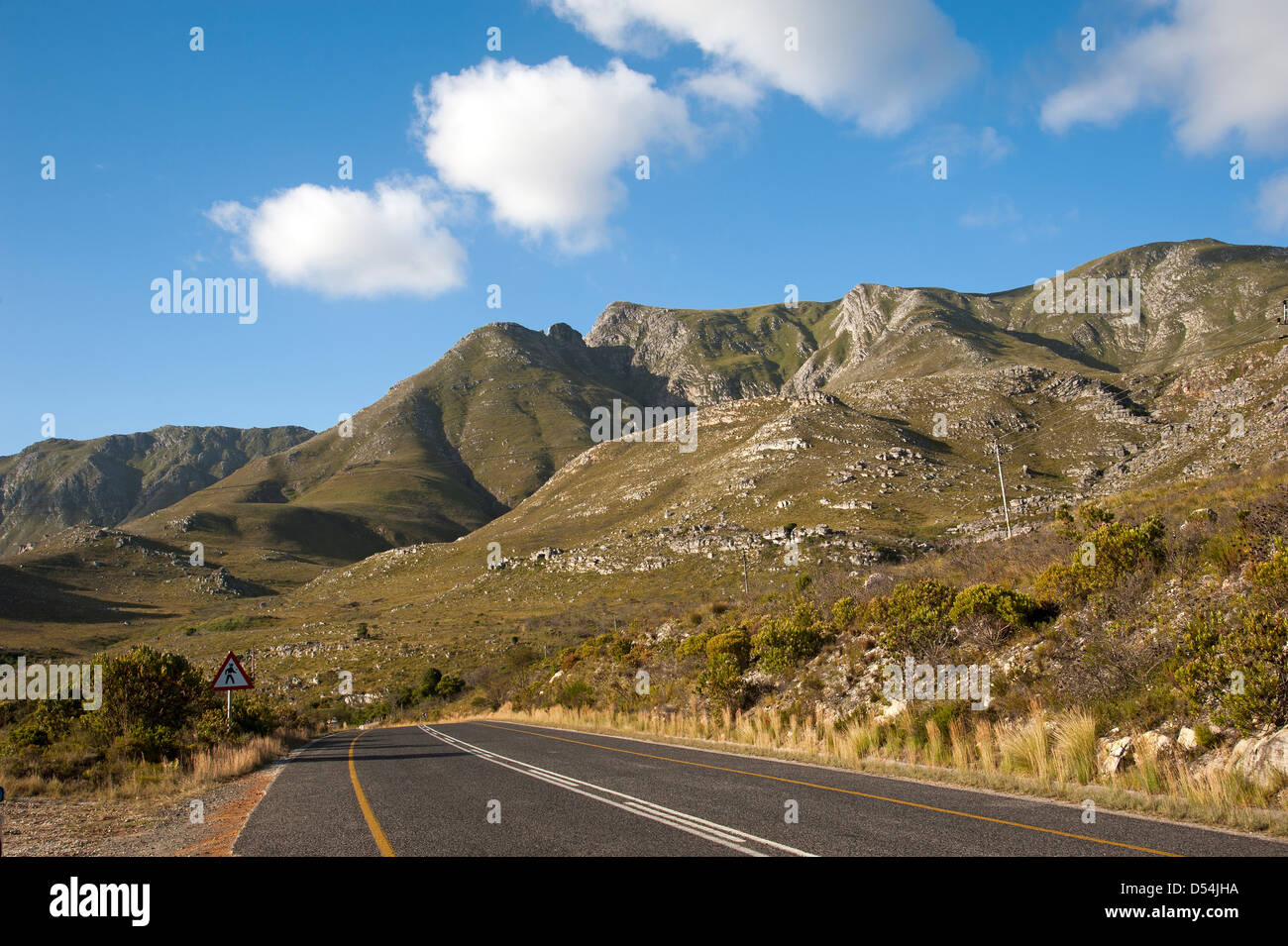 Clarence Drive et de la montagnes Hottentots Holland le long de la route R44 Western Cape Afrique du Sud Banque D'Images