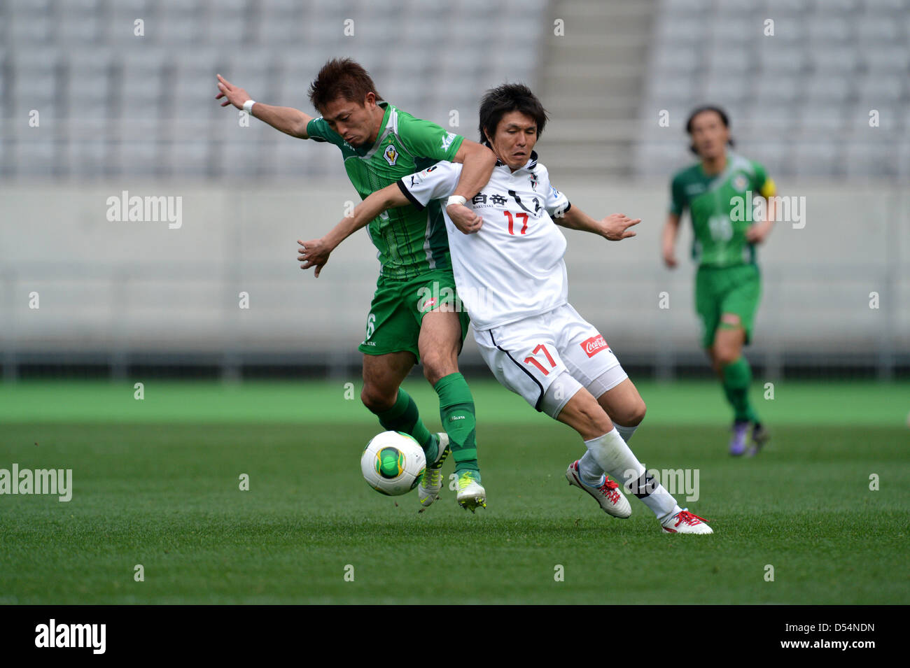 24 mars 2013 - Football : Football /2013 J.LEAGUE Division 2 ,5e match sec entre Tokyo Verdy 1-1 Roasso Kumamoto à Ajinomoto Stadium, Tokyo, Japon. (Photo de Jun Tsukida/AFLO SPORT) Banque D'Images