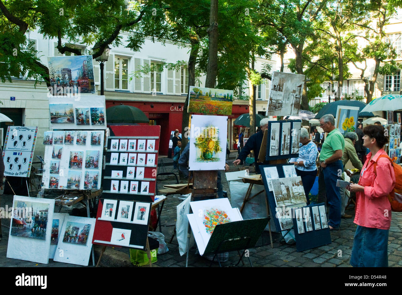 L'art en place du Tetre, Montmartre, Paris, France Banque D'Images