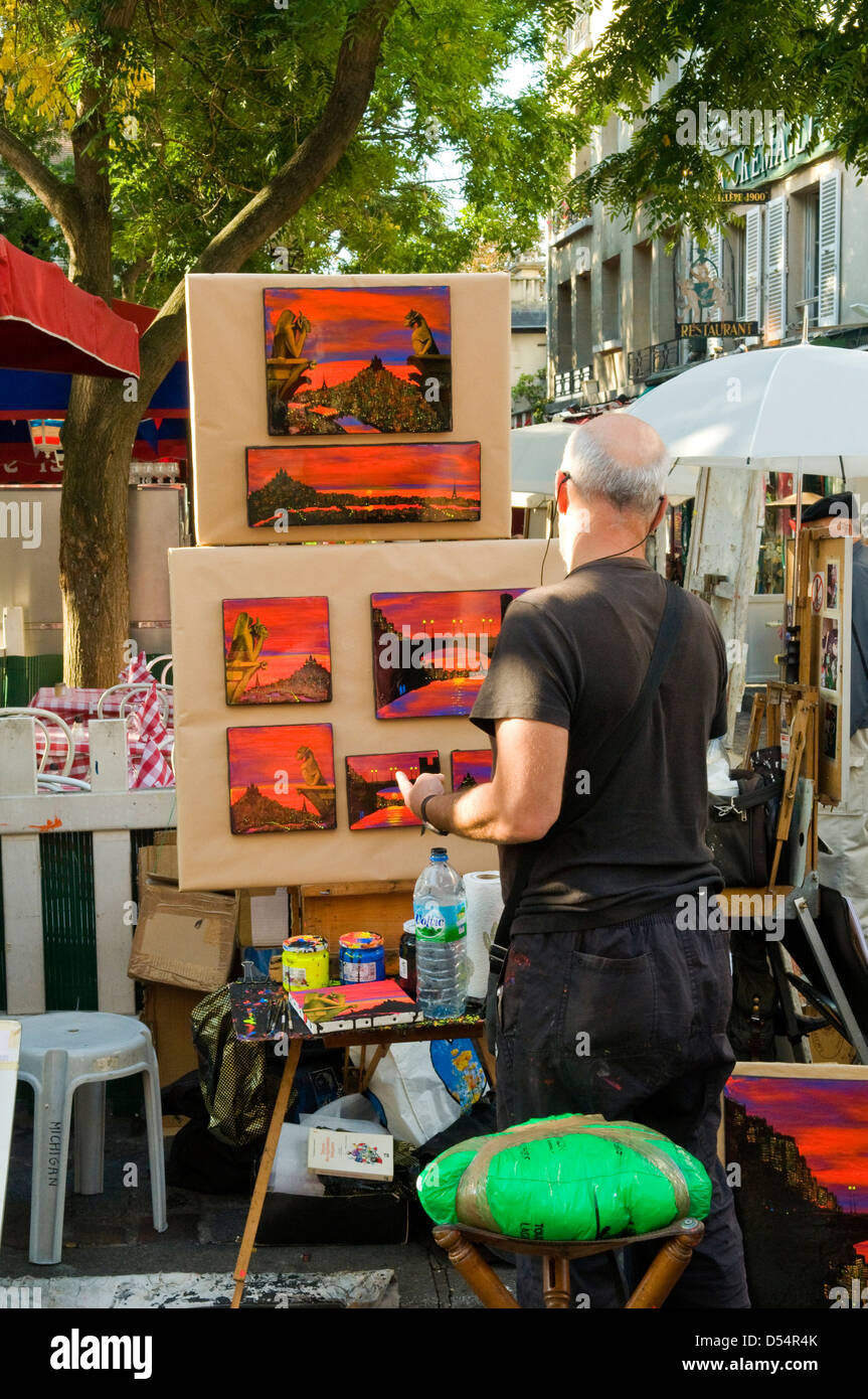 L'art en place du Tetre, Montmartre, Paris, France Banque D'Images