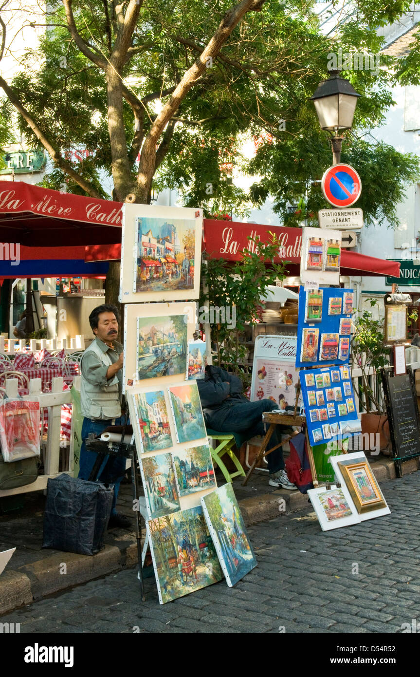 L'art en place du Tetre, Montmartre, Paris, France Banque D'Images
