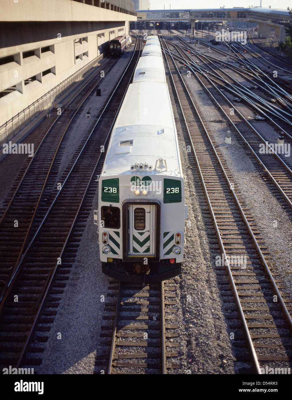 Rendez-vous des trains de banlieue à l'extérieur du centre-ville de Union Station, Toronto, Ontario, Canada Banque D'Images