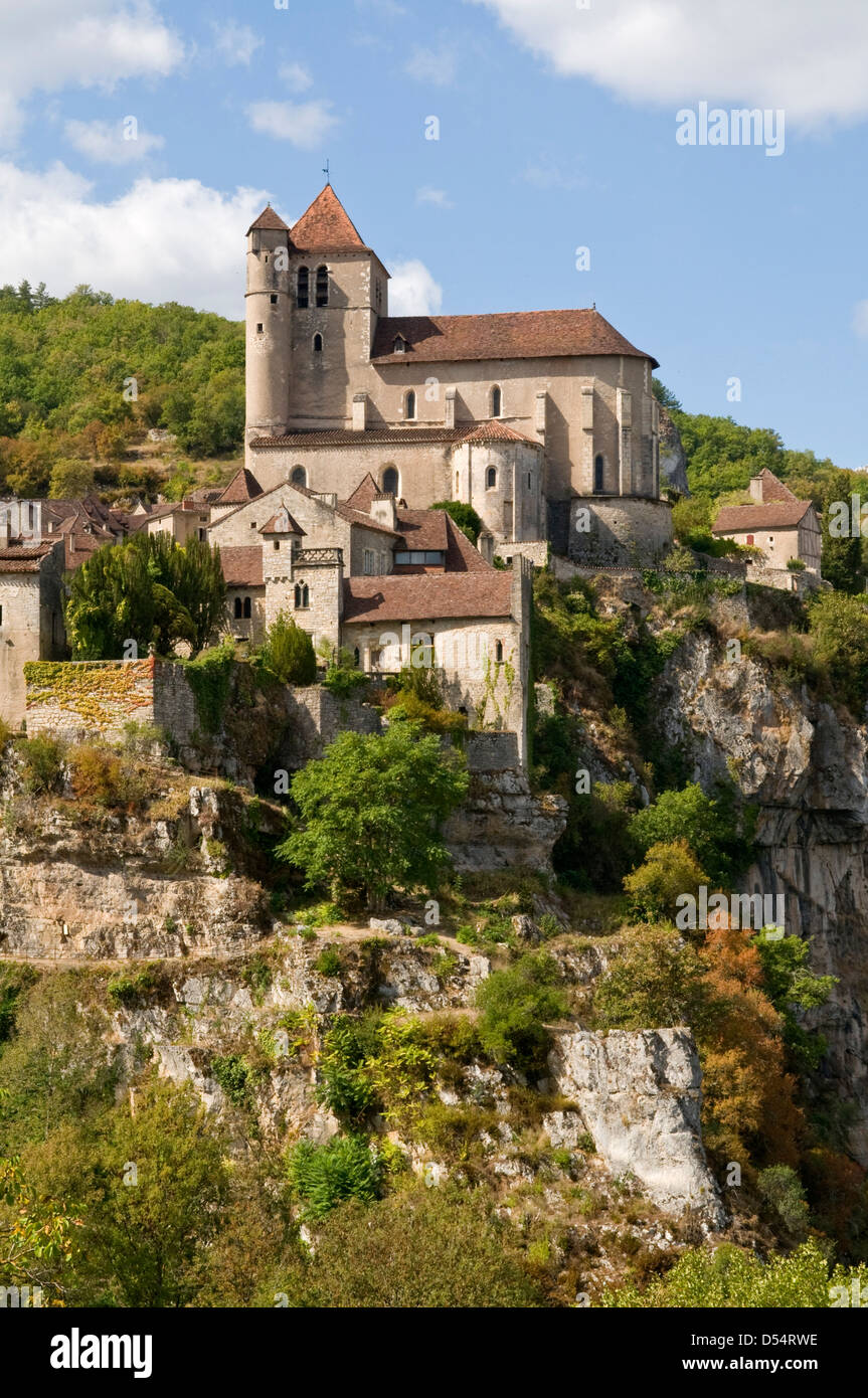 Saint-Cirq-Lapopie, Lot, Midi-Pyrénées, France Banque D'Images