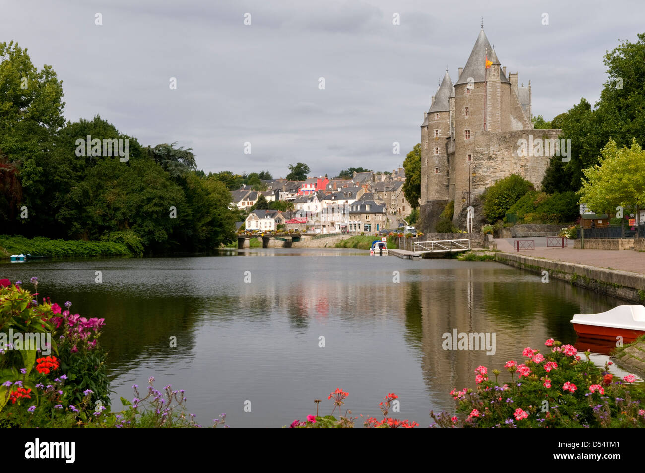 Château de Josselin et Oust, Bretagne, France Banque D'Images