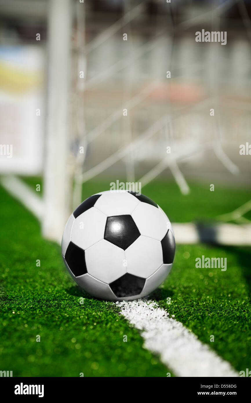 Ballon de soccer en ligne, selective focus Banque D'Images