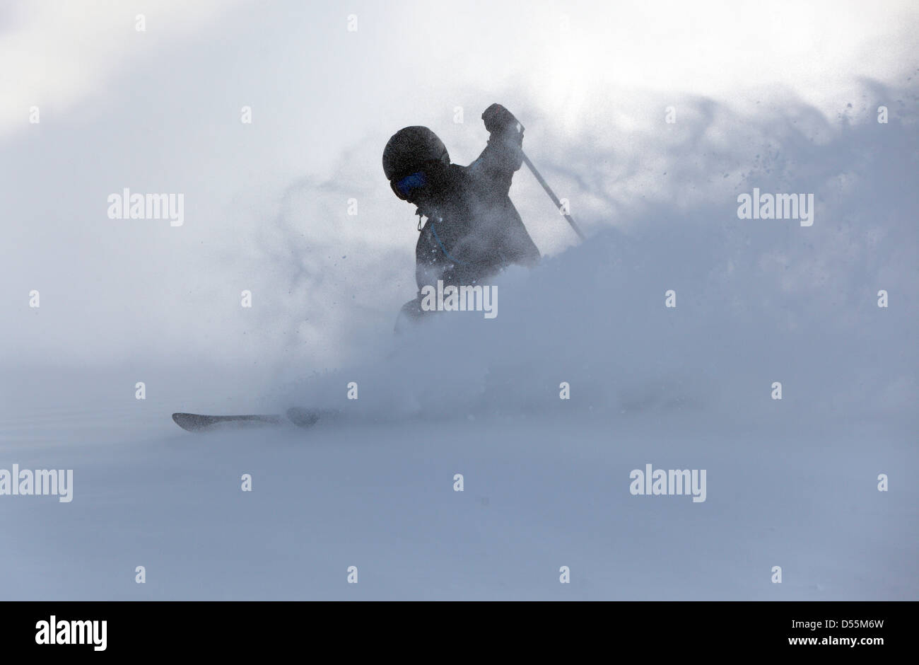 Krippenbrunn, Autriche, un garçon est le ski en poudreuse profonde Banque D'Images