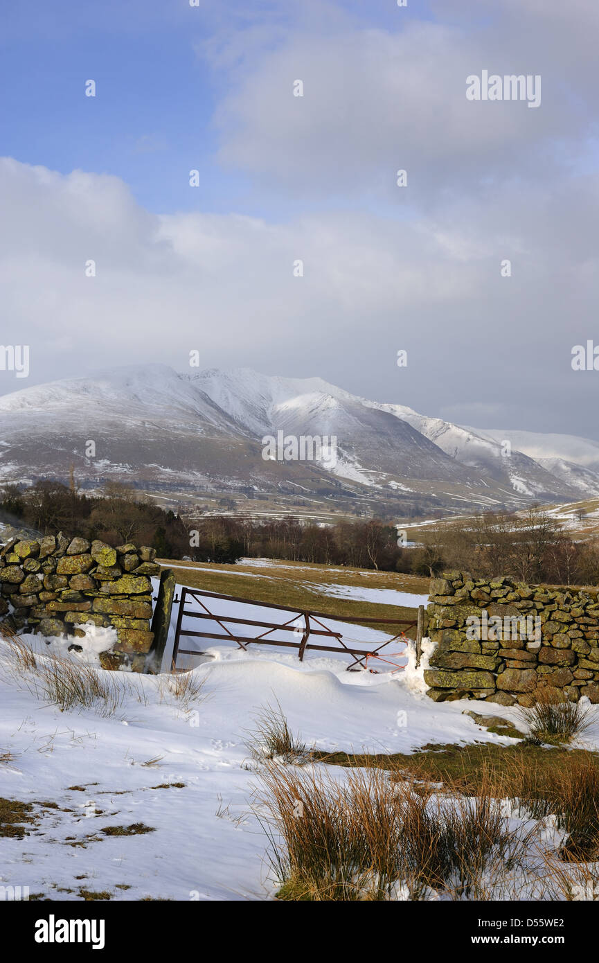 Une scène à l'ensemble d'hiver Blencathra, Lake District Banque D'Images