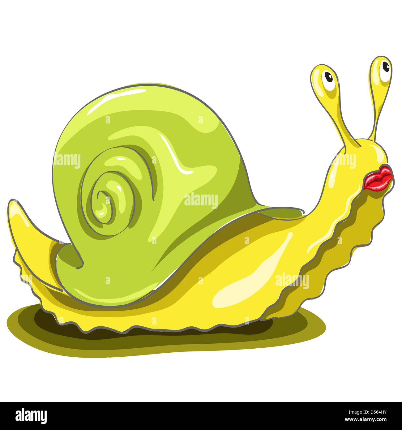 Abstract illustration, un escargot triste sur fond blanc Banque D'Images