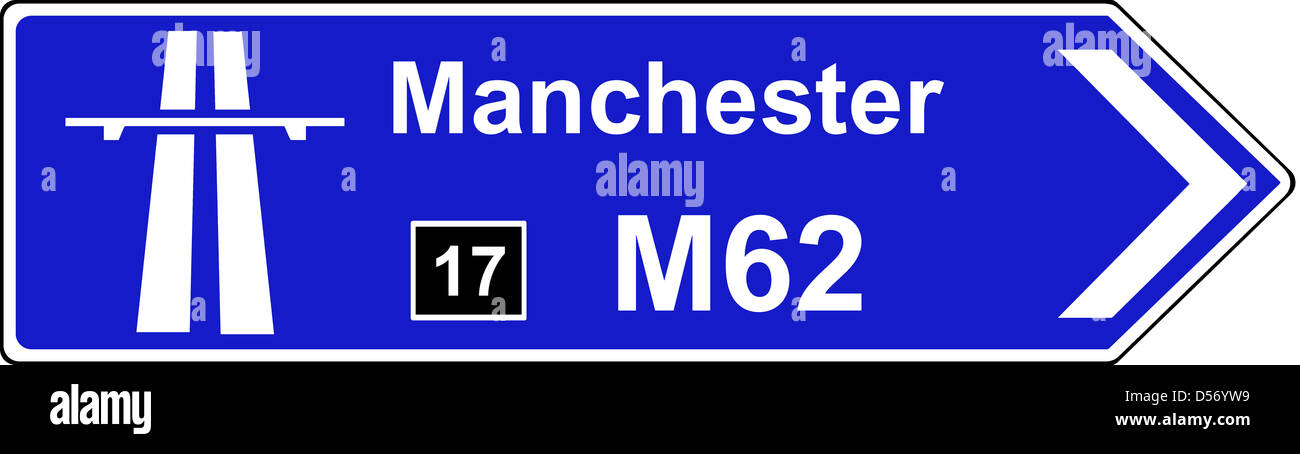 Direction de l'autoroute l'autoroute suivante est la M62 à la sortie 17 véhicules interdits de rester à l'extérieur de l'autoroute Banque D'Images