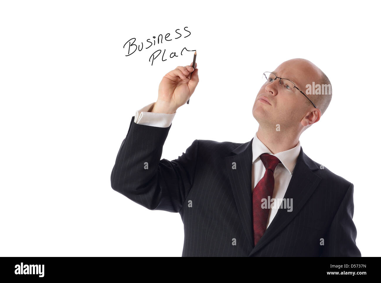Businessman dessin sur copie espace isolated on white Banque D'Images