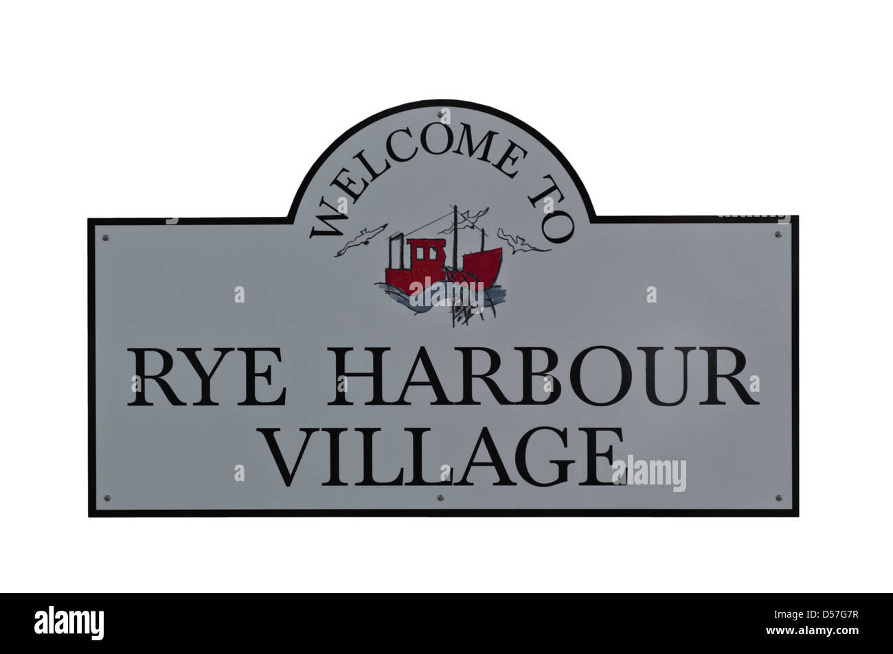 Bienvenue à Rye Harbour Village Signer East Sussex England Banque D'Images