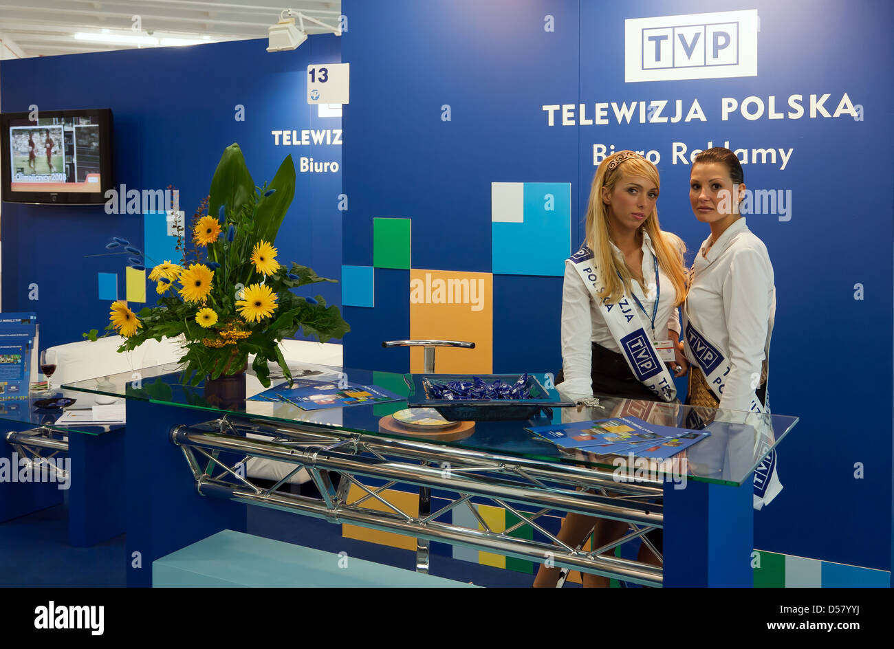 Poznan, Pologne, Polska Telewizja sur le site de la Foire Internationale Banque D'Images