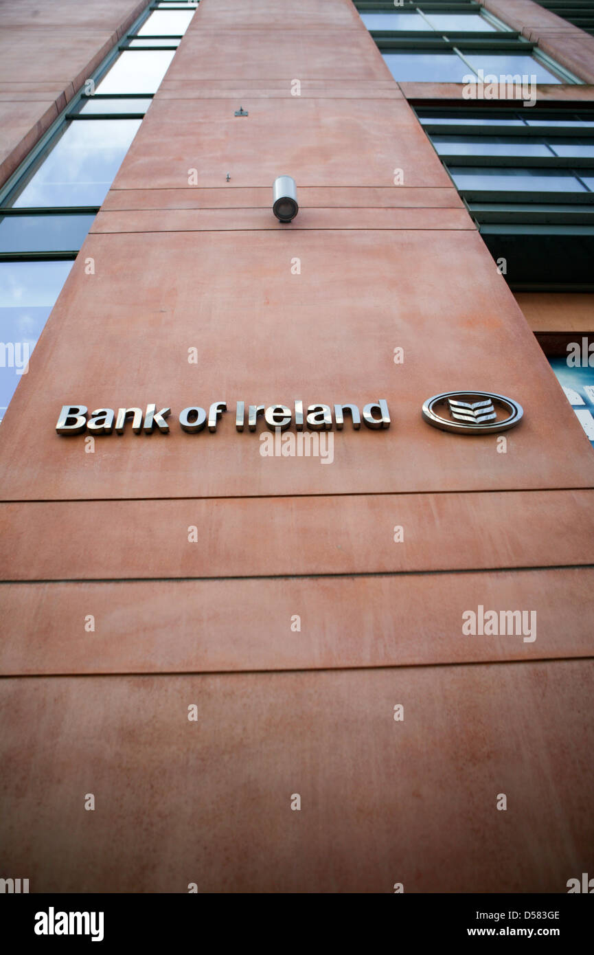 Bank of Ireland signe à leur siège social à Belfast, Irlande du Nord Banque D'Images