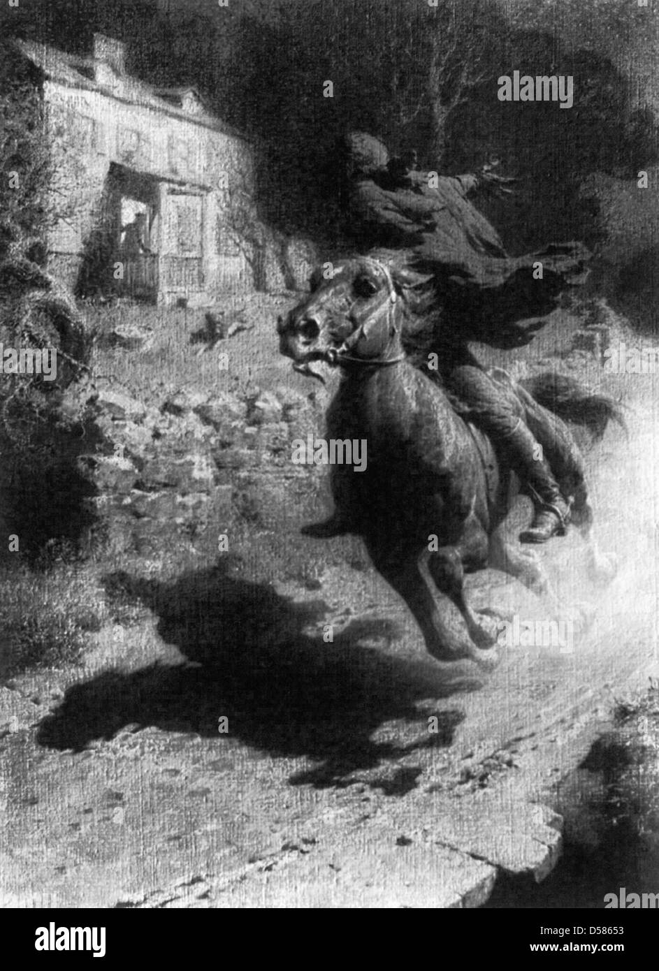 Awaken - Paul Revere's ride. 18 avril 1775. Banque D'Images