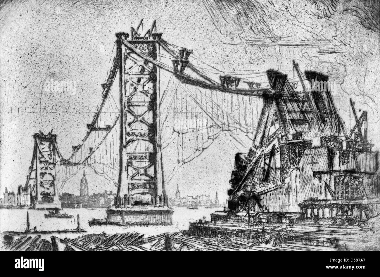 Le plus laid de pont dans le monde, entre Philadelphie et Camden, vers 1924 Banque D'Images