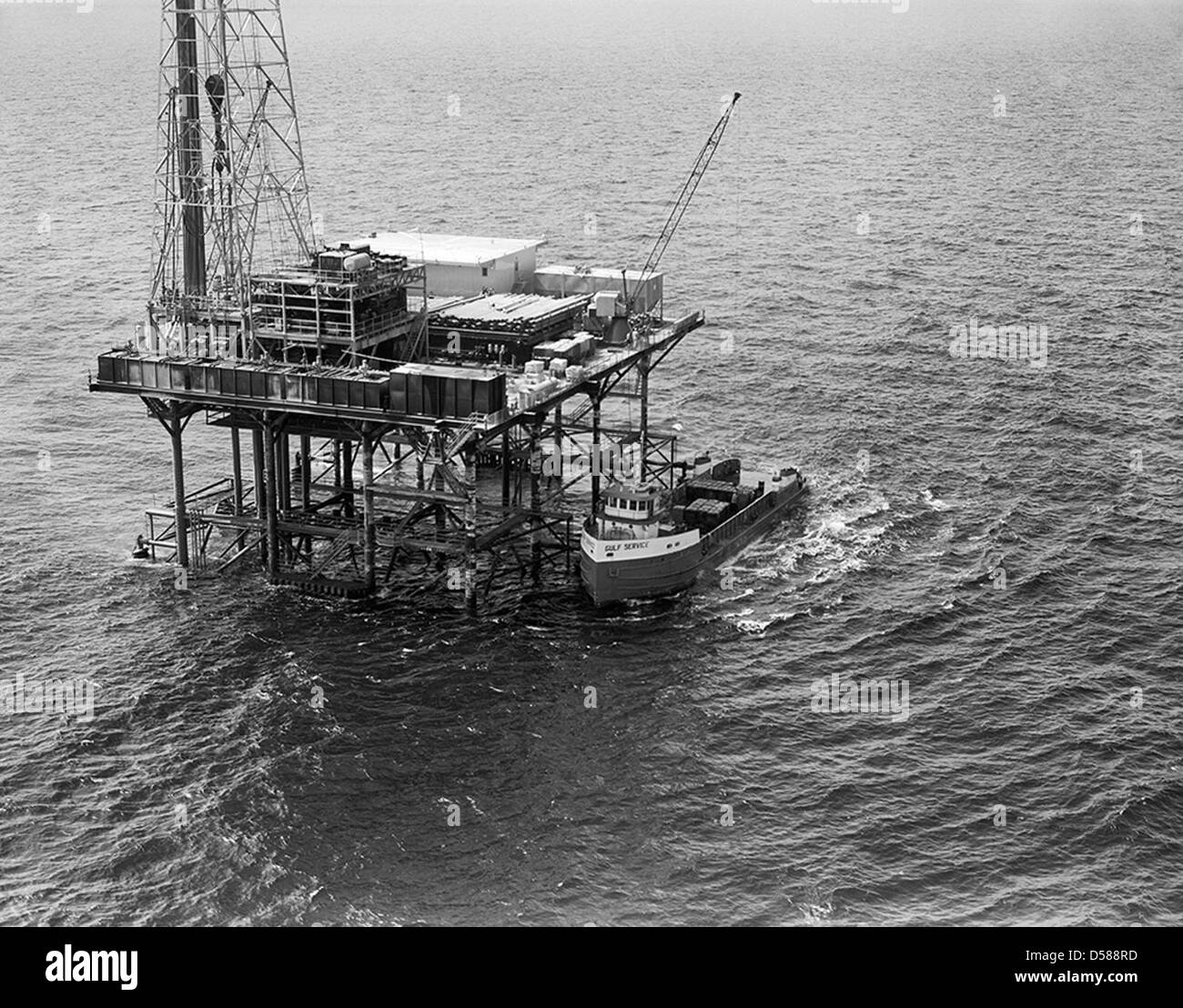 Gulf Oil Corp., Service du Golfe Voile & plate-forme fixe Rig Banque D'Images