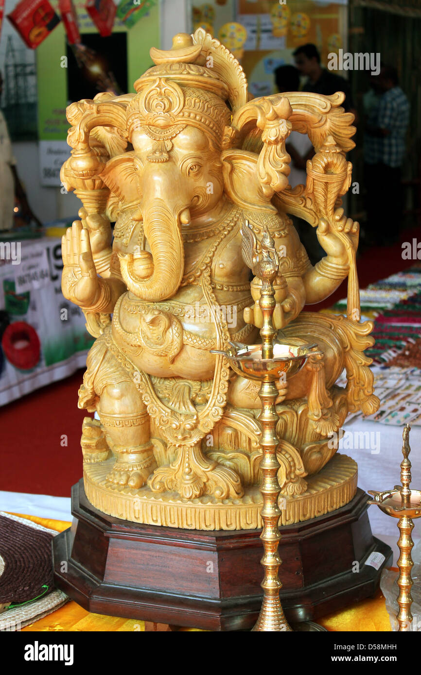 Statue de Seigneur Ganesh. Une vue de l'artisanat exposition au Kerala, Inde Banque D'Images