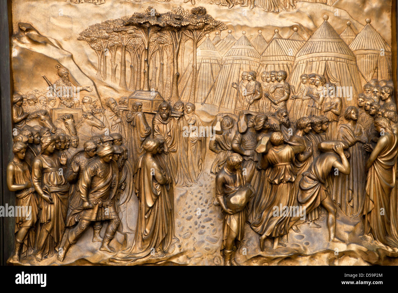 Détail de l'Ghiberti portes ou portes du paradis à Grace Cathedral, à San Francisco, Californie, États-Unis d'Amérique, USA Banque D'Images