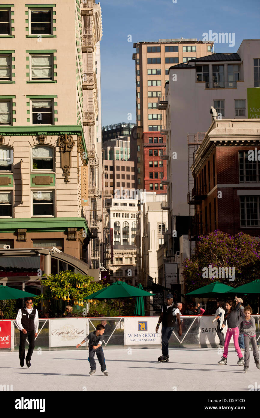 Union Square Patinoire , San Francisco, Californie, États-Unis d'Amérique, USA Banque D'Images
