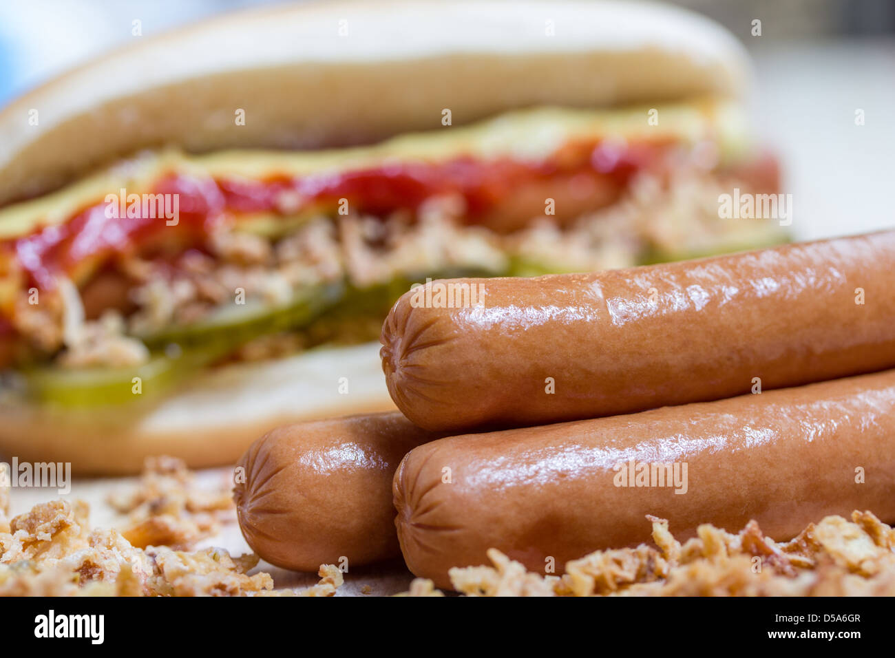 Les saucisses hot-dog Banque D'Images