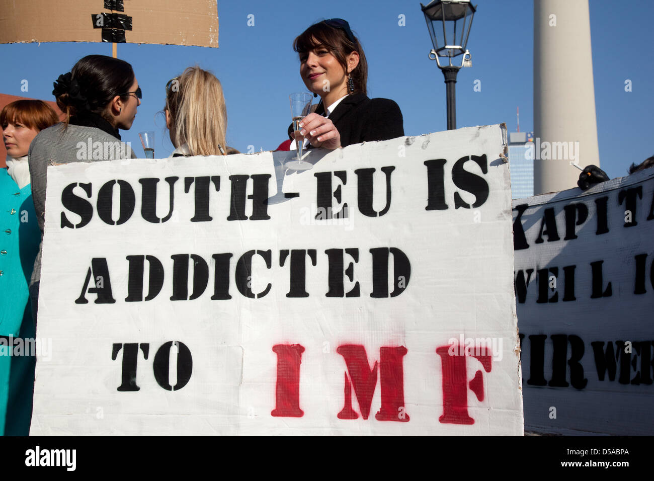 Berlin, Allemagne, les partisans du mouvement Occupy le démontrer dans le centre-ville Banque D'Images