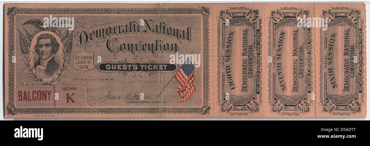 1904 Convention Nationale Démocratique Admission Ticket Banque D'Images