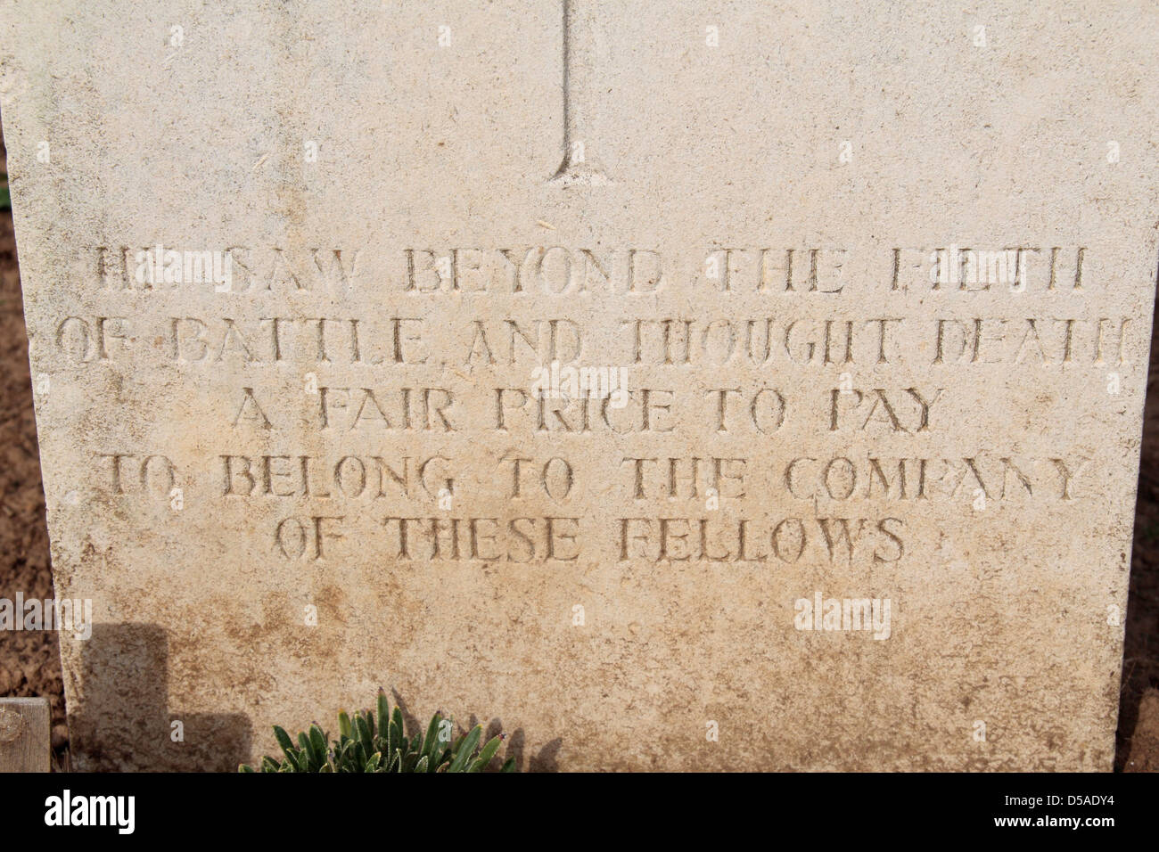 L'inscription sur la tombe de 2e Lt William Stanhope Forbes une dans la CWGC Guillemont Road Cemetery, Somme, Picardie, France. Banque D'Images