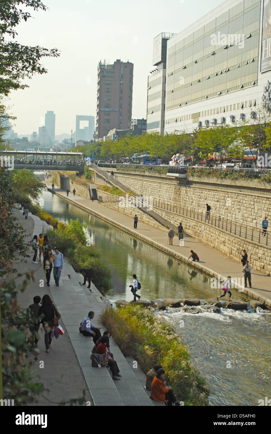 Cheonggyecheon Stream, Séoul, Corée du Sud Banque D'Images