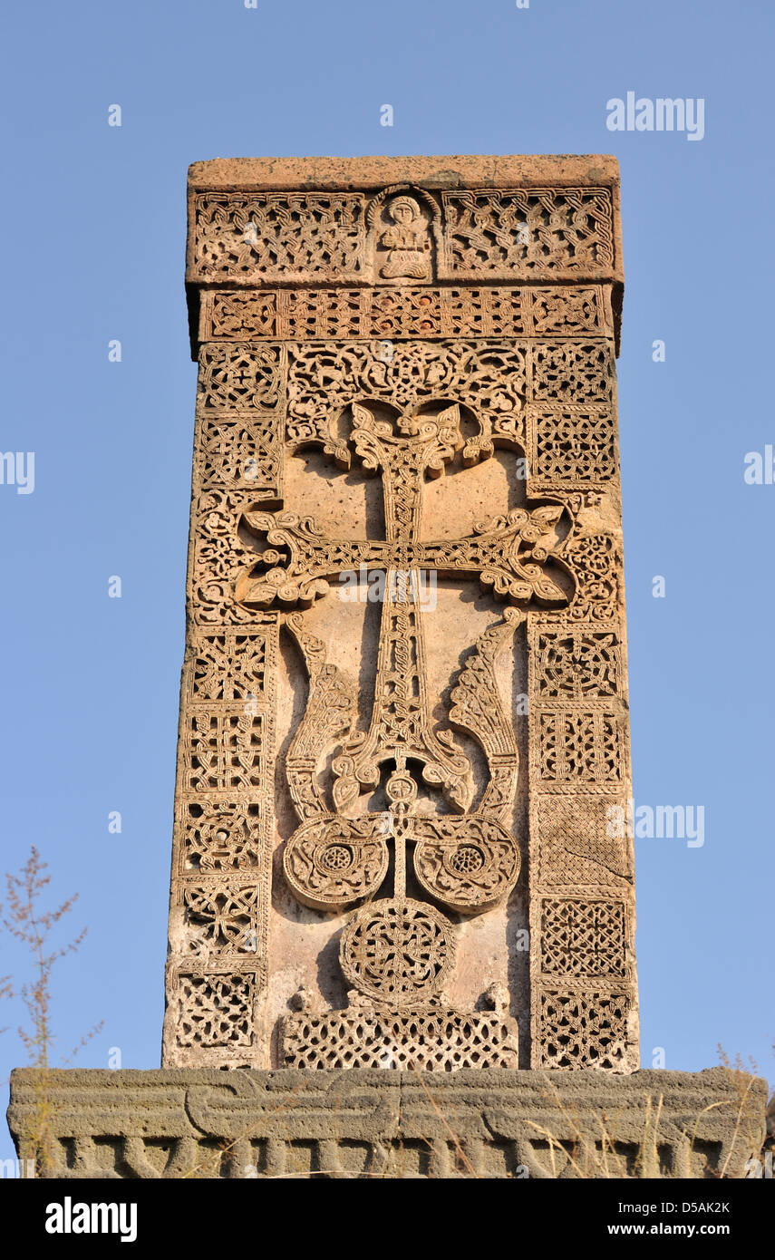 Khatchkar (croix de pierre), le monastère de Haghbat, Arménie Banque D'Images