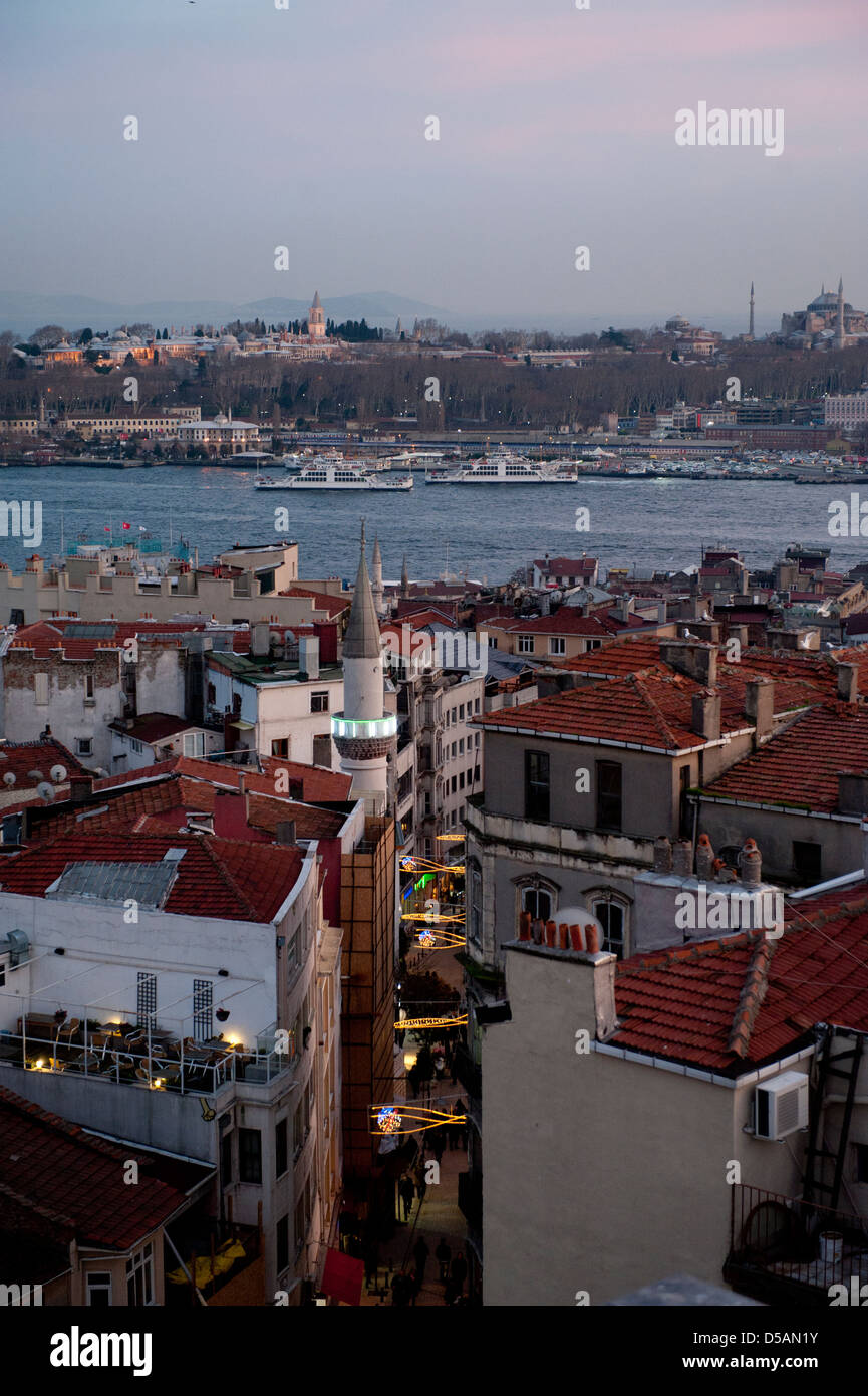 Istanbul, Turquie, vue de la tour de Galata Banque D'Images