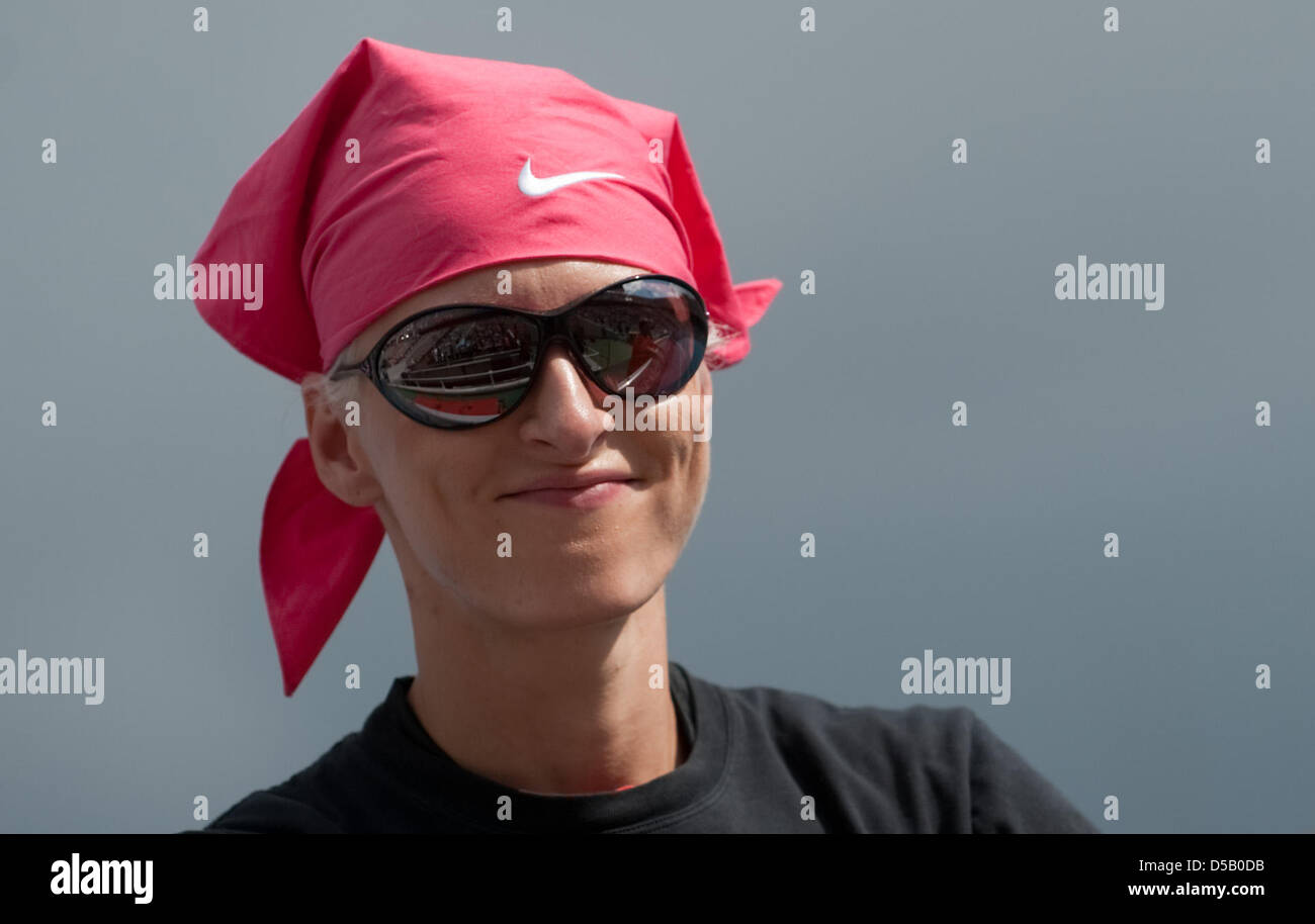 Ariane cavalier allemand Friedrich sourire après son aller au stade olympique Lluis Companys au cours de l'European Athletics Championships à Barcelone, Espagne, 30 juillet 2010. Photo : Bernd Thissen Banque D'Images