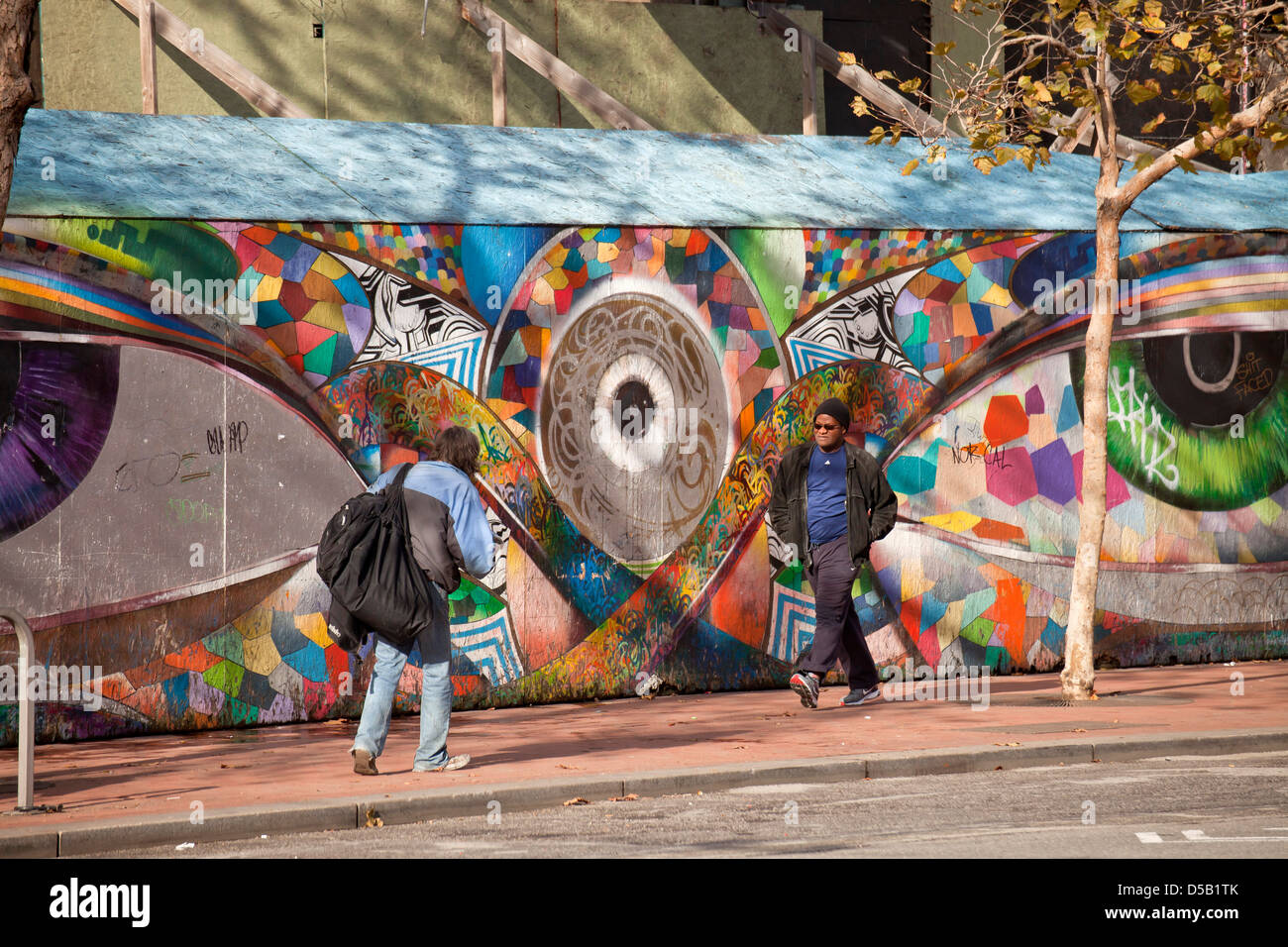 Peintures murales et graffiti 'yeux' à San Francisco, Californie, États-Unis d'Amérique, USA Banque D'Images